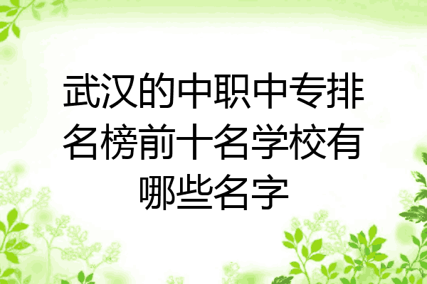 武汉的中职中专排名榜前十名学校有哪些名字