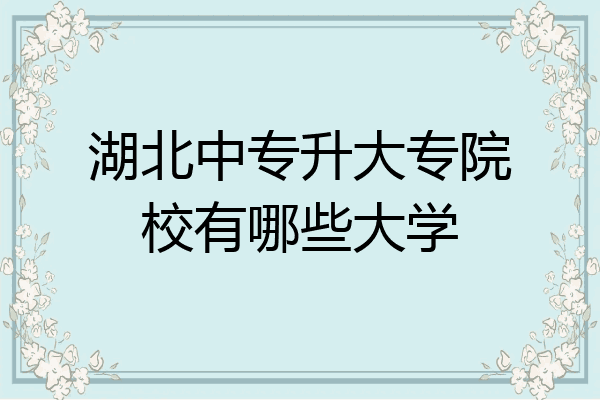湖北中专升大专院校有哪些大学