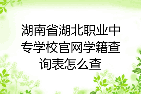 湖南省湖北职业中专学校官网学籍查询表怎么查