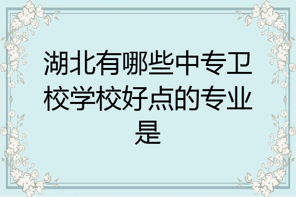 湖北有哪些中专卫校学校好点的专业是