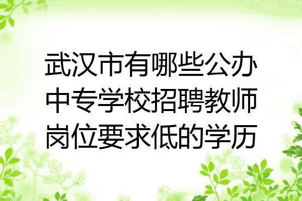 武汉市有哪些公办中专学校招聘教师岗位要求低的学历