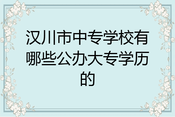 汉川市中专学校有哪些公办大专学历的