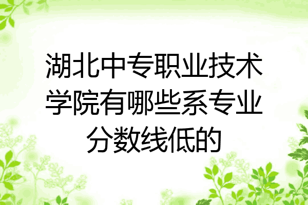 湖北中专职业技术学院有哪些系专业分数线低的