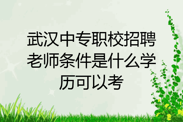 武汉中专职校招聘老师条件是什么学历可以考