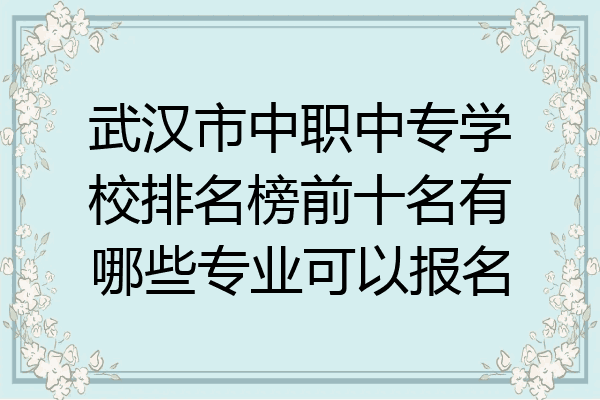 武汉市中职中专学校排名榜前十名有哪些专业可以报名