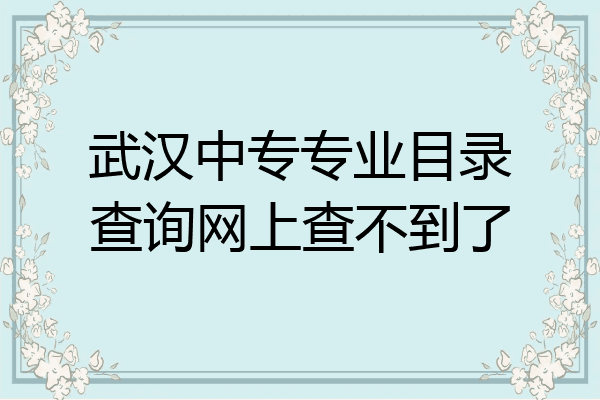 武汉中专专业目录查询网上查不到了