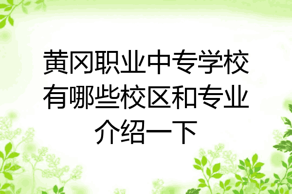 黄冈职业中专学校有哪些校区和专业介绍一下