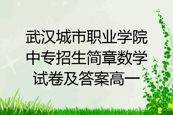 武汉城市职业学院中专招生简章数学试卷及答案高一