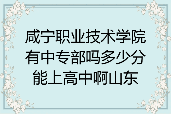咸宁职业技术学院有中专部吗多少分能上高中啊山东
