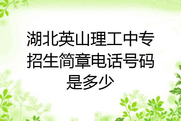 湖北英山理工中专招生简章电话号码是多少