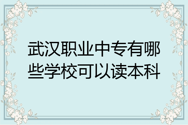 武汉职业中专有哪些学校可以读本科
