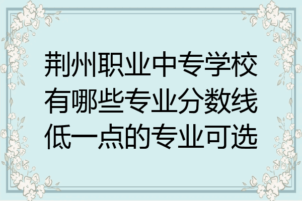 荆州职业中专学校有哪些专业分数线低一点的专业可选