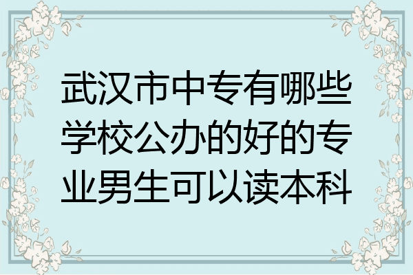 武汉市中专有哪些学校公办的好的专业男生可以读本科
