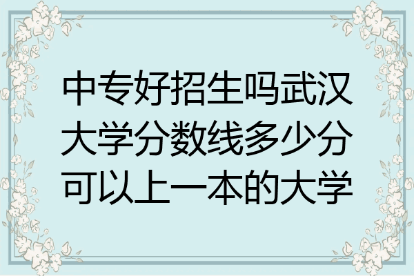 中专好招生吗武汉大学分数线多少分可以上一本的大学