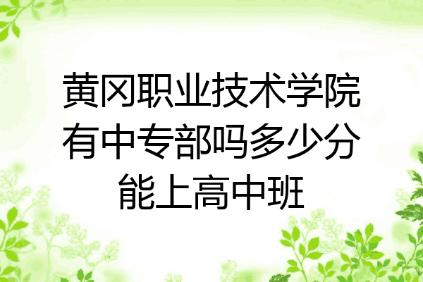 黄冈职业技术学院有中专部吗多少分能上高中班