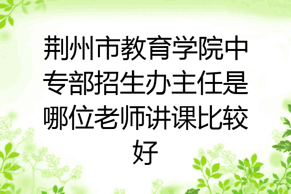 荆州市教育学院中专部招生办主任是哪位老师讲课比较好