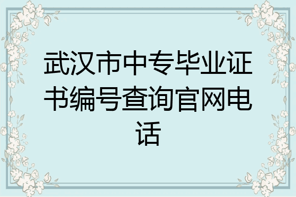 武汉市中专毕业证书编号查询官网电话