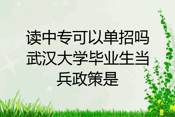 读中专可以单招吗武汉大学毕业生当兵政策是
