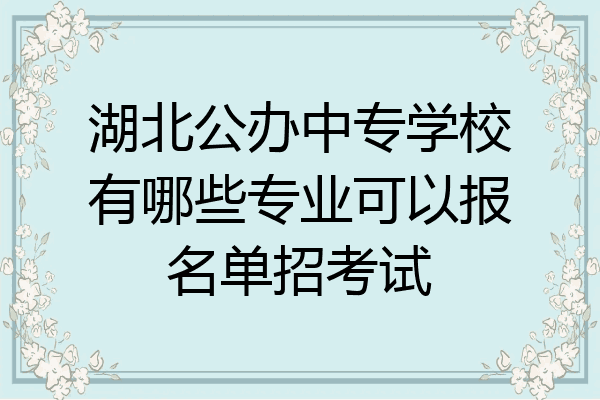 湖北公办中专学校有哪些专业可以报名单招考试