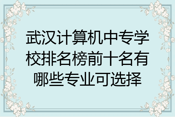 武汉计算机中专学校排名榜前十名有哪些专业可选择