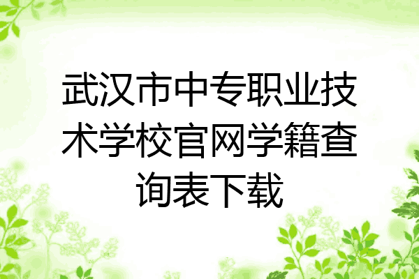 武汉市中专职业技术学校官网学籍查询表下载
