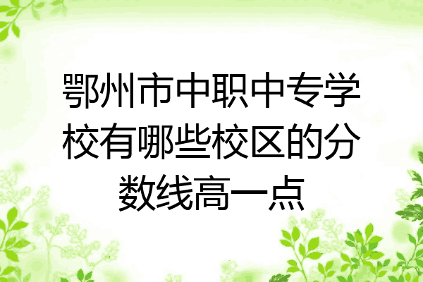 鄂州市中职中专学校有哪些校区的分数线高一点