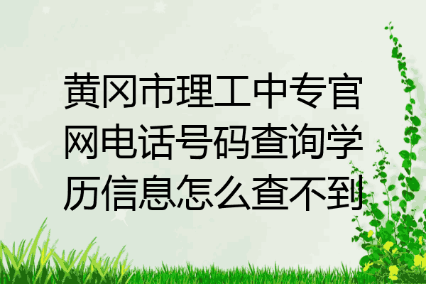 黄冈市理工中专官网电话号码查询学历信息怎么查不到