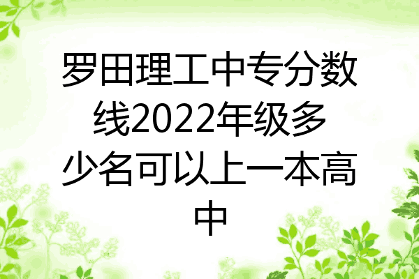 罗田理工中专分数线2022年级多少名可以上一本高中
