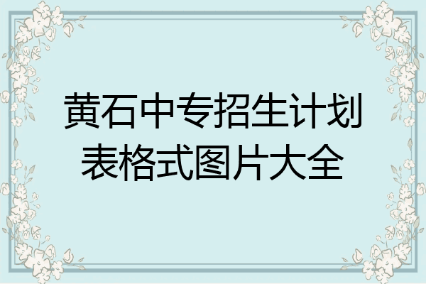 黄石中专招生计划表格式图片大全