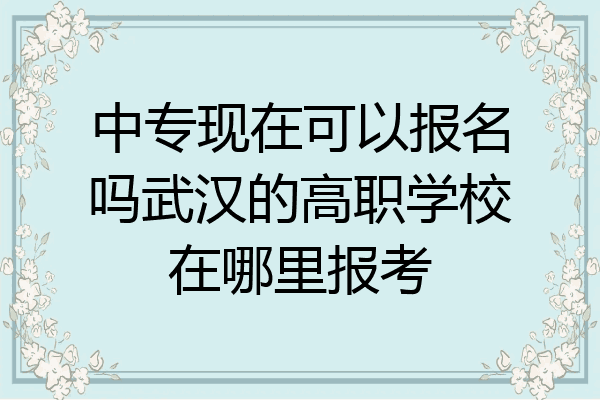 中专现在可以报名吗武汉的高职学校在哪里报考