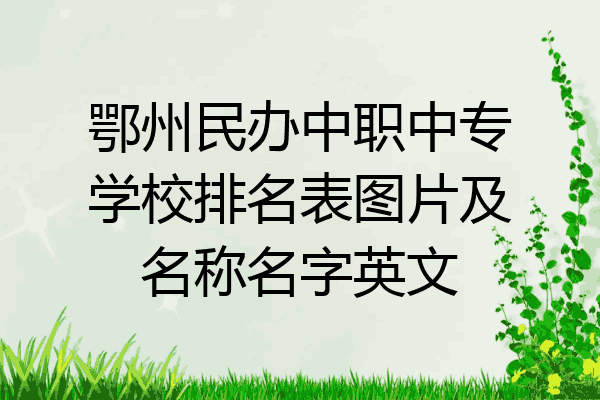 鄂州民办中职中专学校排名表图片及名称名字英文