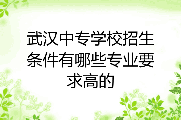 武汉中专学校招生条件有哪些专业要求高的