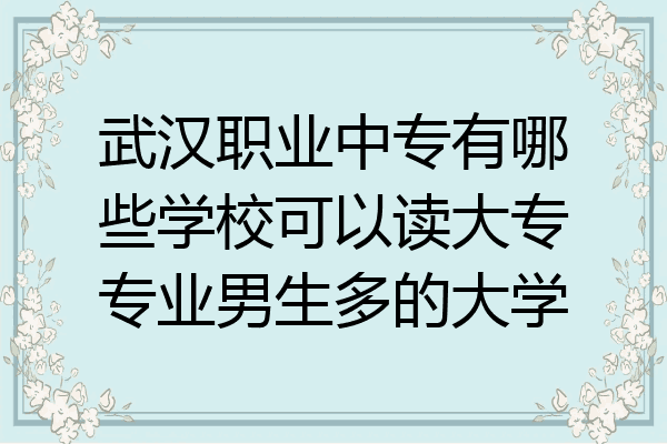 武汉职业中专有哪些学校可以读大专专业男生多的大学
