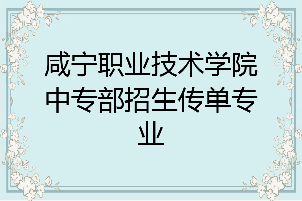 咸宁职业技术学院中专部招生传单专业