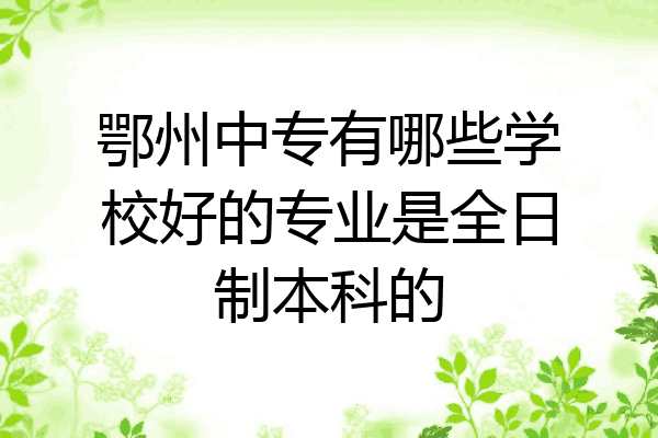 鄂州中专有哪些学校好的专业是全日制本科的