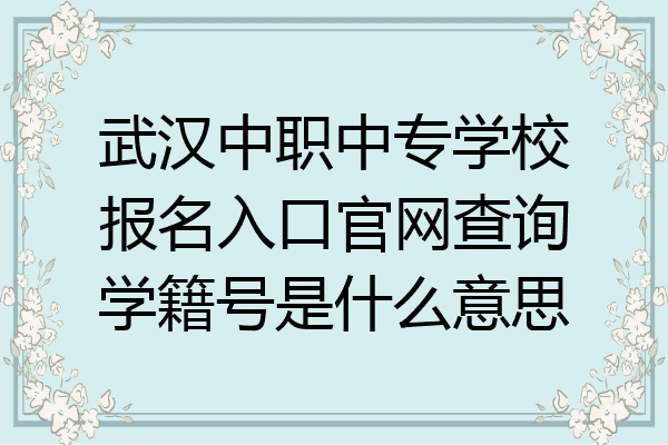 武汉中职中专学校报名入口官网查询学籍号是什么意思