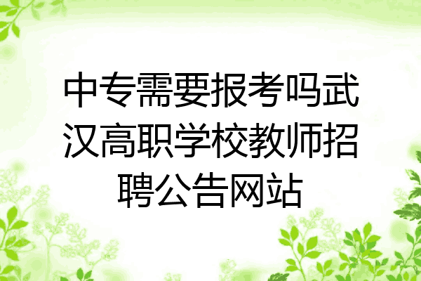 中专需要报考吗武汉高职学校教师招聘公告网站