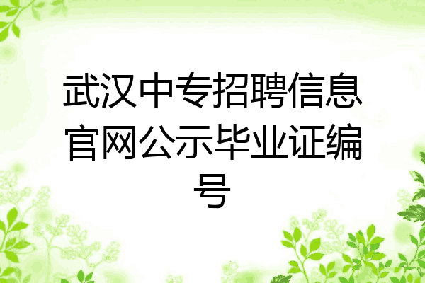 武汉中专招聘信息官网公示毕业证编号