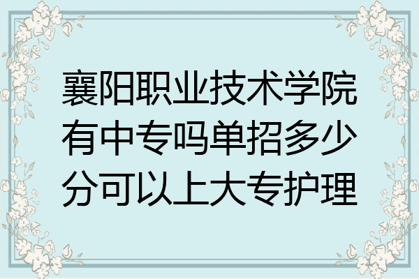 襄阳职业技术学院有中专吗单招多少分可以上大专护理