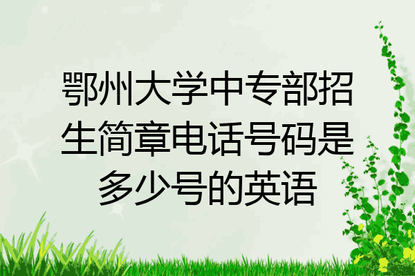 鄂州大学中专部招生简章电话号码是多少号的英语