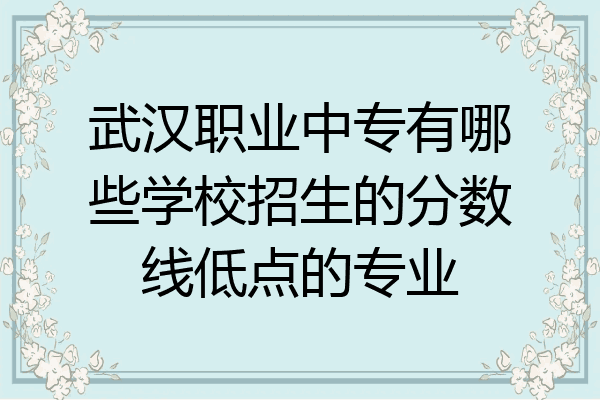武汉职业中专有哪些学校招生的分数线低点的专业
