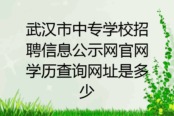 武汉市中专学校招聘信息公示网官网学历查询网址是多少