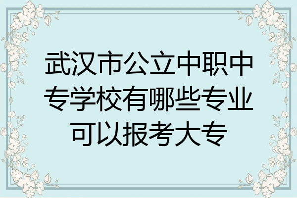 武汉市公立中职中专学校有哪些专业可以报考大专