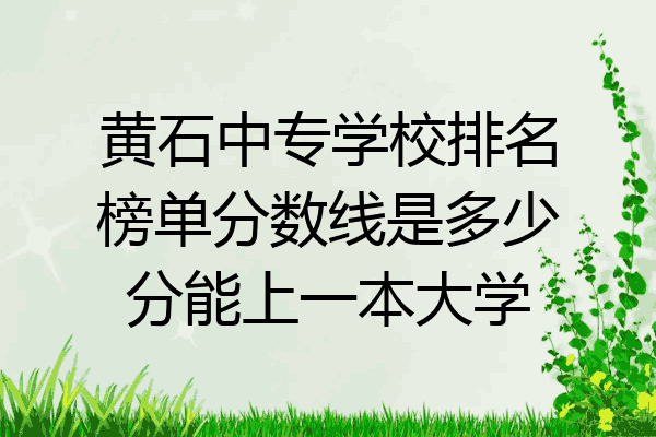 黄石中专学校排名榜单分数线是多少分能上一本大学