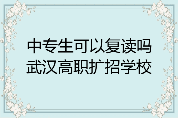 中专生可以复读吗武汉高职扩招学校