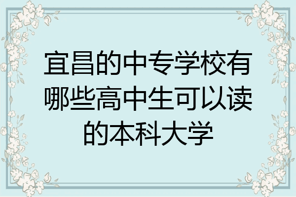 宜昌的中专学校有哪些高中生可以读的本科大学