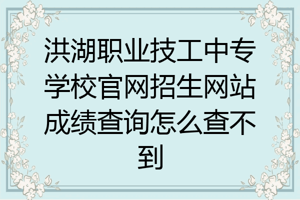 洪湖职业技工中专学校官网招生网站成绩查询怎么查不到