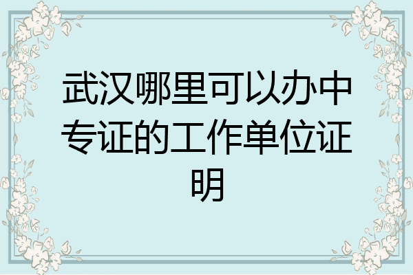 武汉哪里可以办中专证的工作单位证明