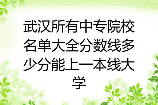 武汉所有中专院校名单大全分数线多少分能上一本线大学