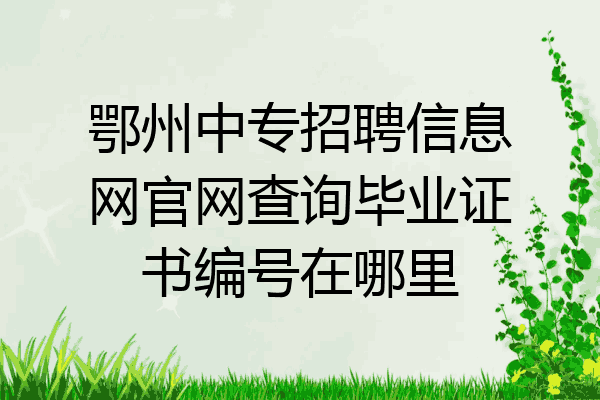 鄂州中专招聘信息网官网查询毕业证书编号在哪里